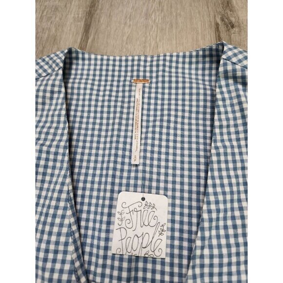 New Free People Gingham Bell Sleeve Dress Size Small - Picture 5 of 8